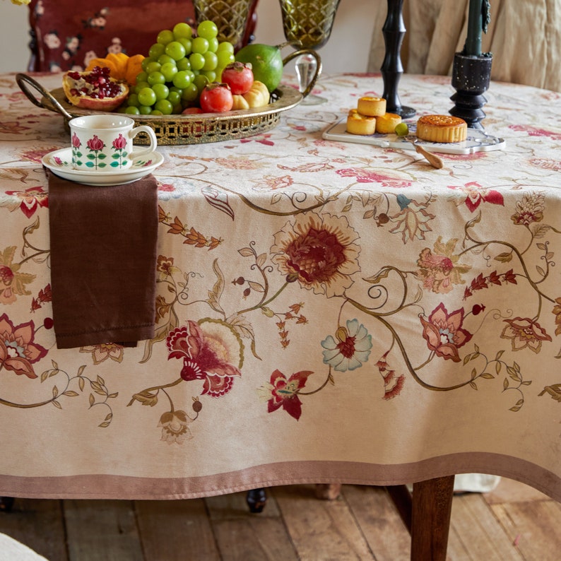 Floral PrintedTable Decor Floral Tablecloth Block Printed Tablecloth Custom Size Boho Table Decor Dinning Tablecloth Extra Large Home Gifts image 7