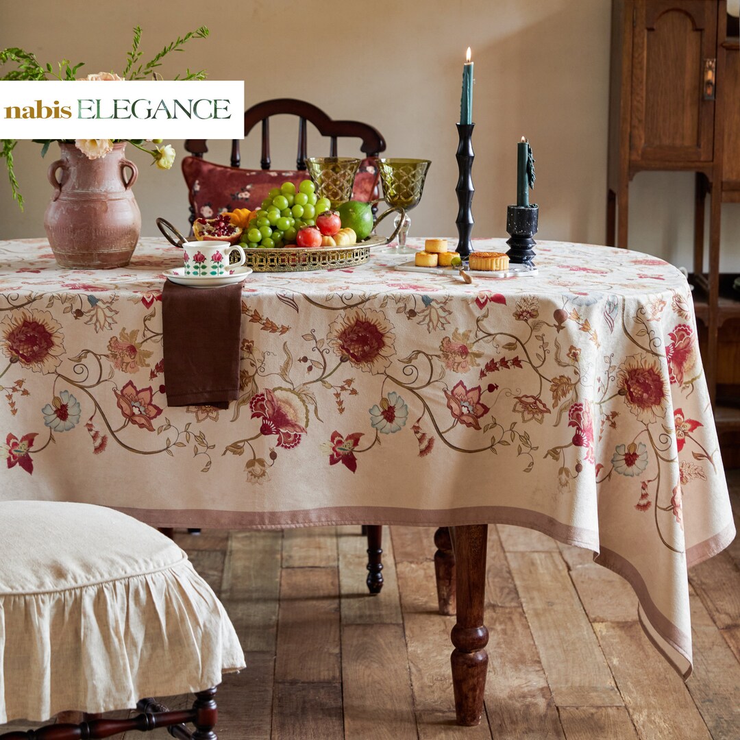 Floral Printed Table Decor Floral Tablecloth Block Printed Tablecloth