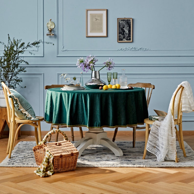 Emerald Green Velvet Table Cloth Light Luxury Retro Table Etsy