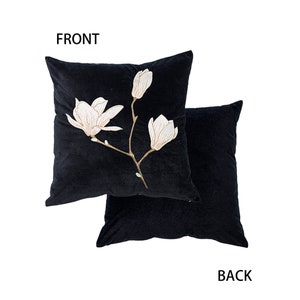 Classic French Style Embroidered Flower & Branches Throw Pillow Cover, Black and White Pillowcase with Delicate Stitches for Indoor/Outdoor image 8