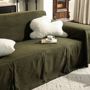 Dark Green Sofa Slipcover Handmade Home Gift for Mom Custom Loose Sofa ...