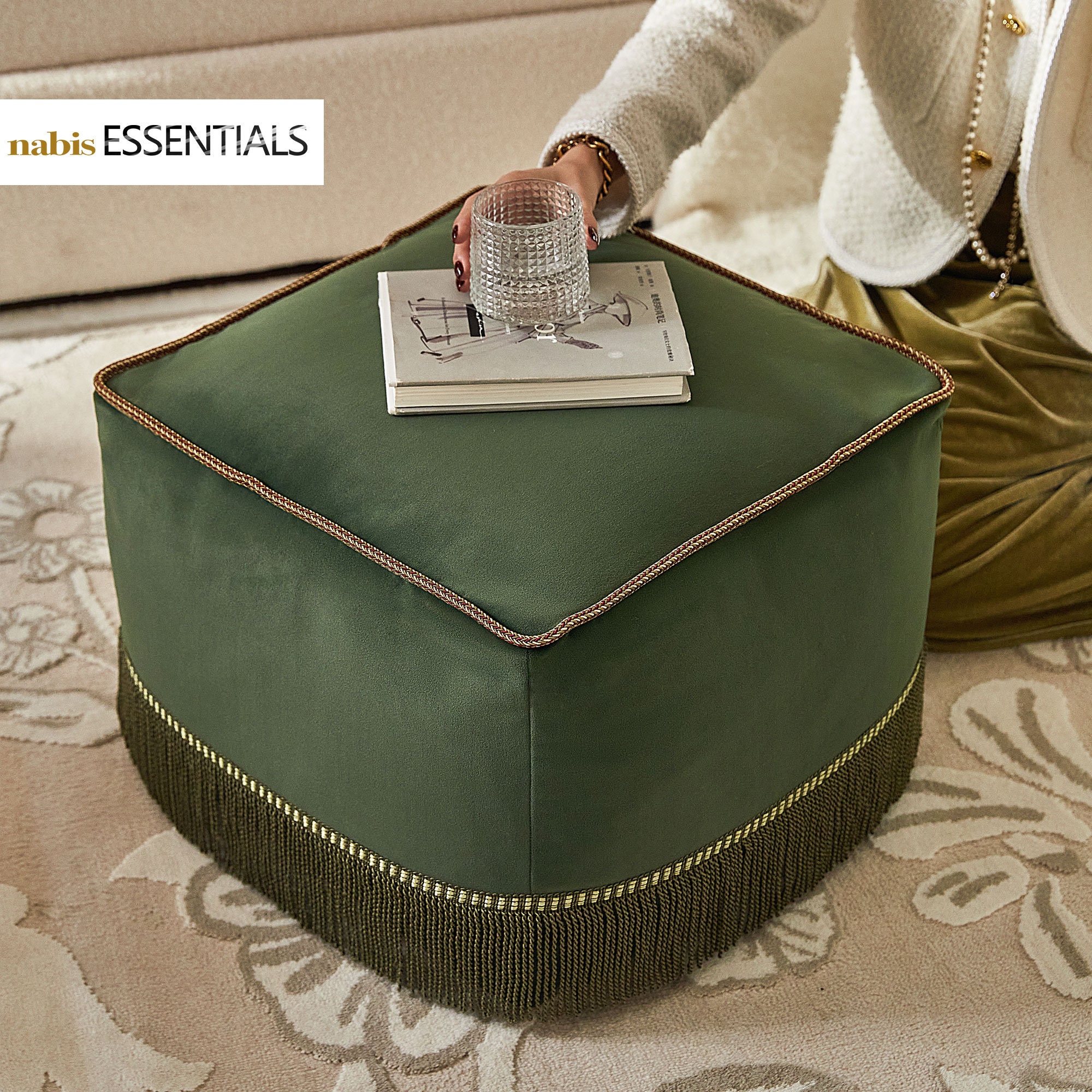 Pouf verde Pouf da pavimento non imbottito fatto a mano Pouf quadrato  ottomano Copri pouf Regalo per la casa Decorazione del soggiorno Copri  poggiapiedi Regalo di nozze premium -  Italia