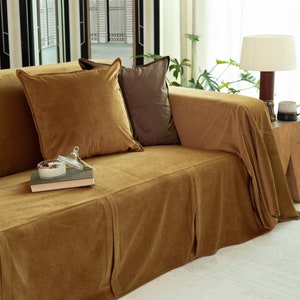 Golden Brown Sofa Slipcover Custom Made Couch Cover Velvet Pet Scratch Free Living Room Decor Sofa Cover Extra Large Different Color