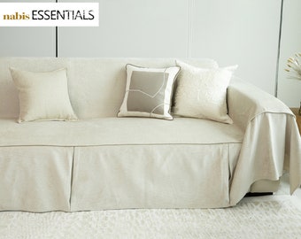 Neutral Sofa Slipcover, Handmade Polyester Cotton Blend, Custom Size