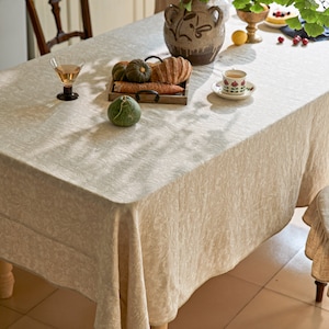 Cotton Linen Tablecloth Minimalist Art Design Jacquard Floral Table Cloth Designer Fabric Unique Gift for Home Wedding Garden Party Kitchen image 4