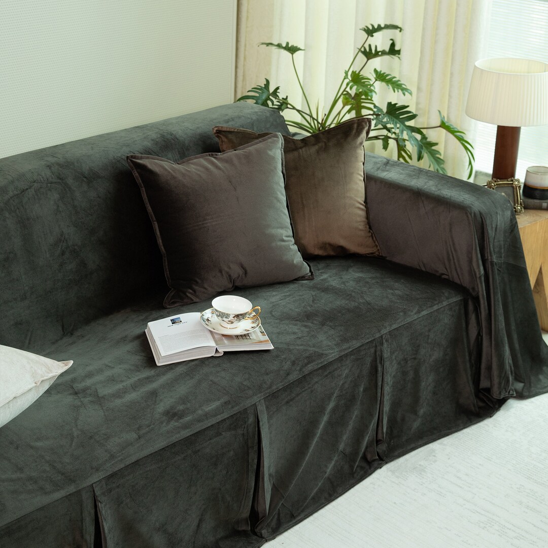 Raw Umber Sofa Slipcover Custom Size Couch Cover Furniture Protector