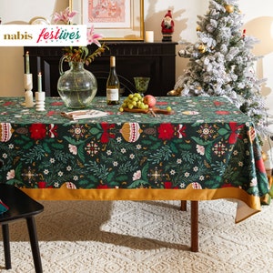 Custom Table Cloth Nature Color Home Decor Kitchen Dining  Home Gift Waterproof Velvet Table Cover Woodland Forest Green Tablecloth