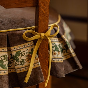 William Morris Flower Garden Chair Cover, Chenille Seat Slipcover image 2