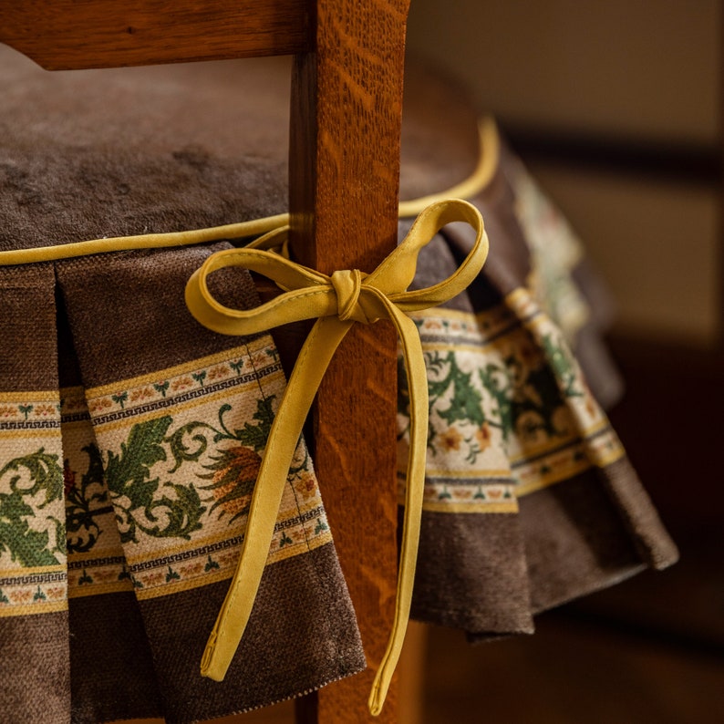 William Morris Flower Garden Chair Cover, Chenille Seat Slipcover image 2