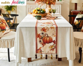 Orange Table Runner Pumpkin Table Runner Home Decor Holiday Gifts for Her Custom Size Table Centerpiece Art Design Table Runner Handmade