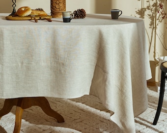 Light Grey Natural Linen Tablecloth, Stonewashed Soft Linen Custom Size Table Cover, Square Round kitchen Wedding Large Long Table Cloth