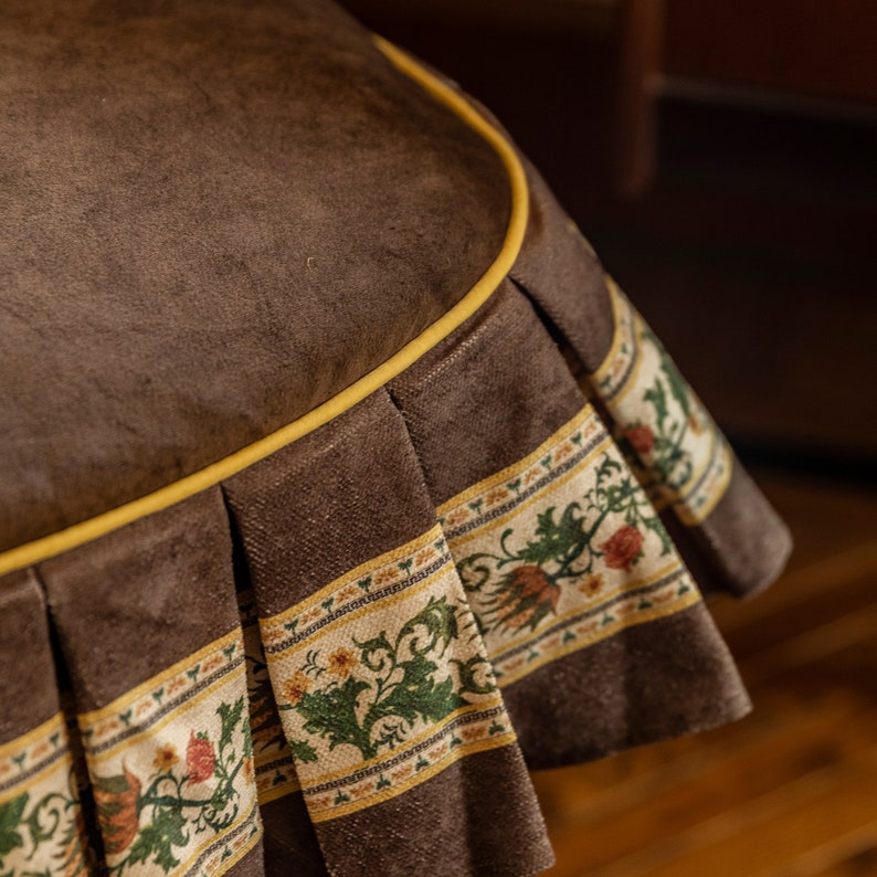 William Morris Flower Garden Chair Cover, Chenille Seat Slipcover image 7