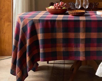 Retro Plaid Yarn-Dyed Tablecloth, Square& Rectangle Table Cover, Washable Dining Decor, Custom Size