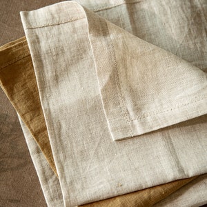 SET OF FOUR Natural Linen Napkins, Washed Heavyweight Linen Napkins in Various Colors, Dining Table Napkins, Banquet  Wedding Table Setting