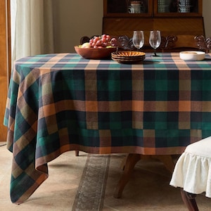 Custom Yarn Dyed Plaid Tablecloth, Farmhouse Dining Room Decor, Table Setting Gift