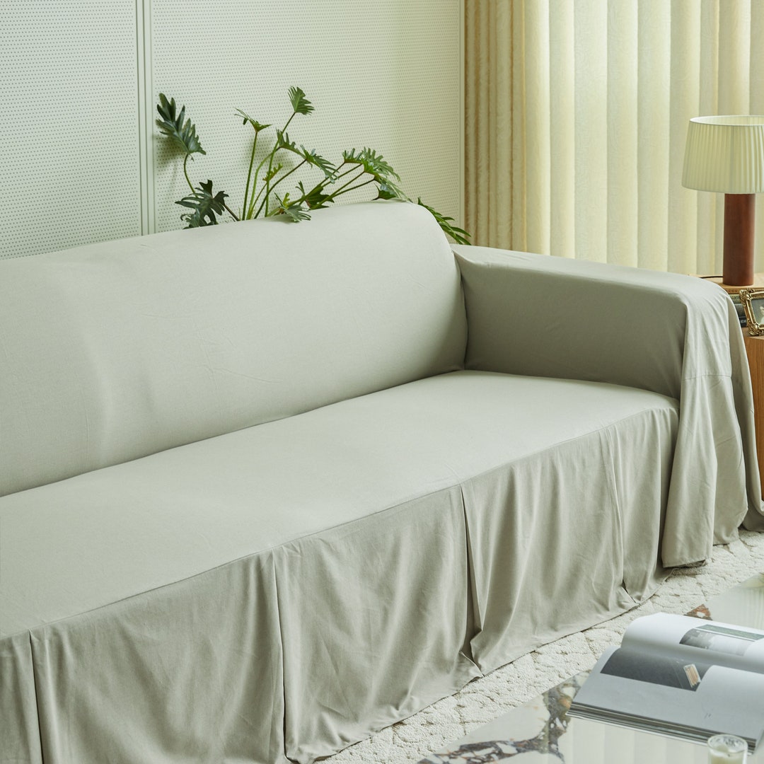 Linen Sofa Slipcover Handmade Sofa Cover Custom Size Linen Sofa Throw