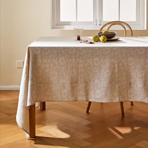 Floral Jacquard Tablecloth, Cotton Linen Dining Table Cover, Minimalist Style