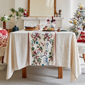 Schleife Muster Tischläufer, benutzerdefinierte Größe Cherry Holly Print, Double Layer Tischdekoration
