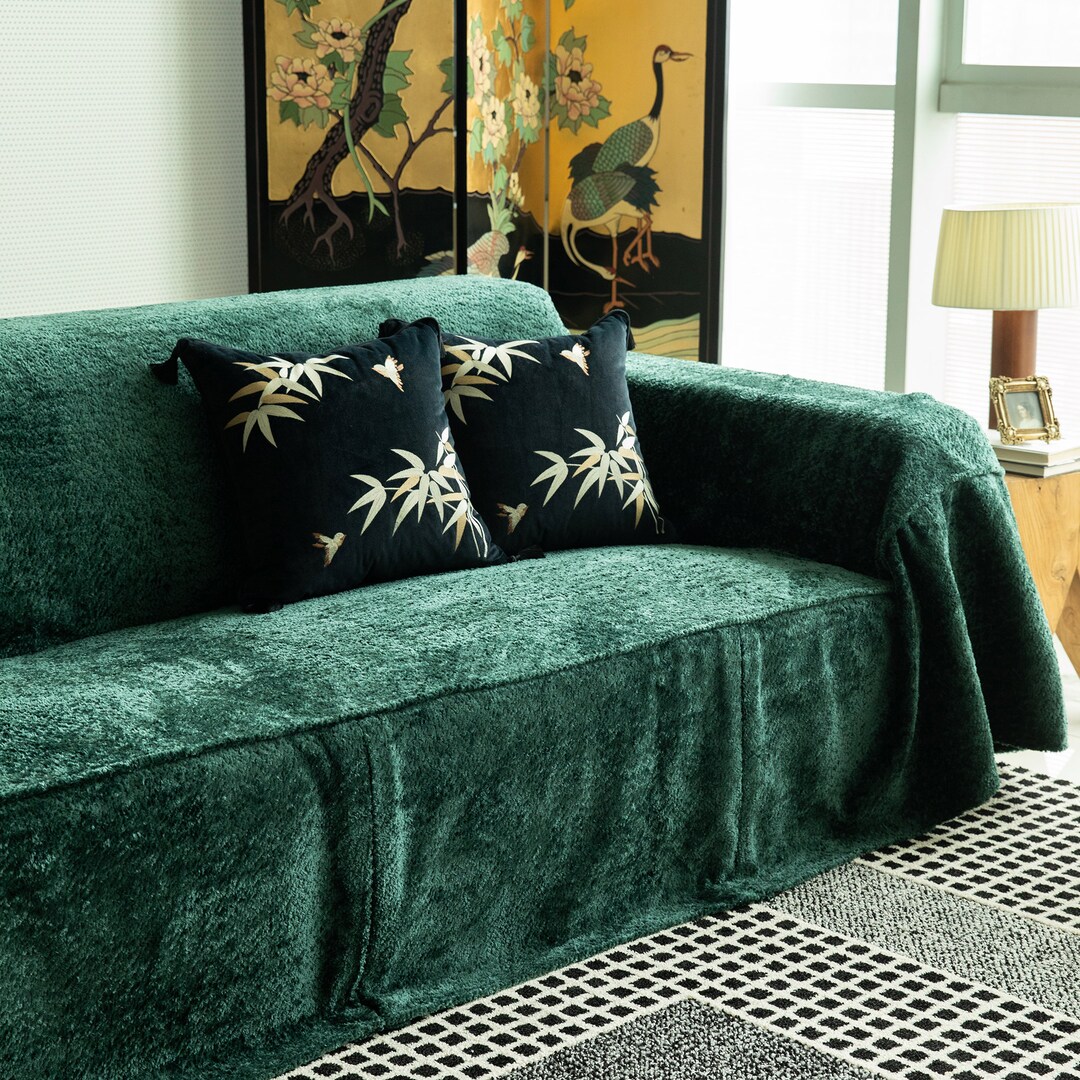 Emerald Green Sofa Couch Cover Thick High Quality Velvet - Etsy