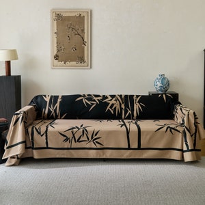 Copridivano in bambù orientale, finto cashmere, fatto a mano