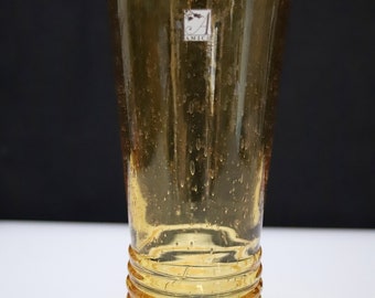 Vaso de vidro Amici soprado à mão sem sementes de vidro âmbar 4" x 9 1/2"h