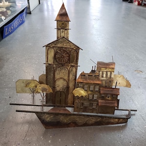 Vintage Signed Curtis Jeré Metal Sculpture.Table top, or wall hanging