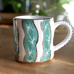 Hand Painted Coffee Mug Purchased at Ceramiche Sbera in Deruta Italy Used, with light wear. 3 3/4h image 1