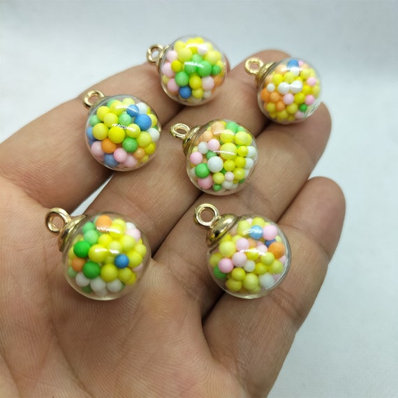 16*21mm Colorful Fantasy Candy Bubble Glass Ball Bead Charms Pendant for  DIY Earring Necklace Key Chain Jewelry Making Accessories 10 30 Pcs