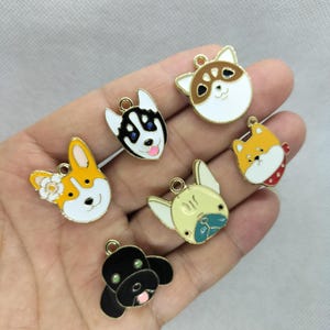 22*23mm Enamel Animal Bulldog Head Charm Cartoon Dog Charms Pendant for Bracelet DIY Earring Necklace Key Chain Making Accessories 10 30 Pcs