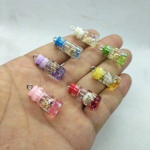 10*26mm Colorful Conch Transparent Drift Bottle Charms Glitter Jar Embellishments Resin Jars Charm Pendant for DIY Earring Accessories