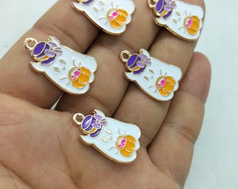 15*25mm Halloween Ghost Enamel Charm Cartoon Pumpkin Charms Pendant for DIY Earring Necklace Key Chain Jewelry Making Accessories 10 30Pcs