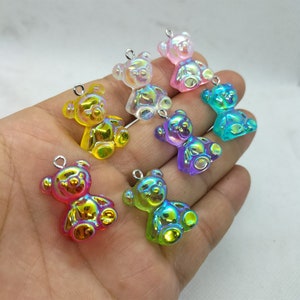Dije de resina de oso de 18 x 25 mm con diseño de cartón para hacer pendientes, collares, llaveros y accesorios de joyería, 10 o 30 unidades.