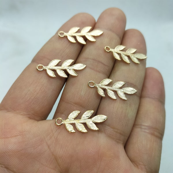 20 * 23mm Or Métal Feuille d’Olivier Charme Arbre Leaf Charms Pendentif pour Bracelet DIY Boucle d’oreille Collier Porte-clés Bijoux Accessoires 10 30 Pcs