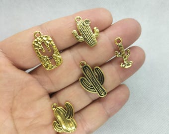 10pcs geometrico metallo smalto foglia cactus charm accessori per fare crafting Water Drop Charm orecchino pendente bracciale collana gioielli - Italia