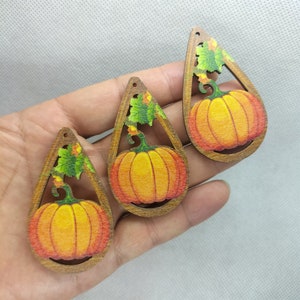 35*60mm Cartoon Holle Waterdop Charm Houten Halloween Pompoen Bedels Hanger voor DIY Oorbel Ketting Sieraden Maken Accessoires 10 30 Stuks