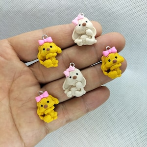 18*23mm Resin Dog Charm Cartoon Animal Puppy Charms Pendant for DIY Earring Necklace Key Chain Jewelry Making Accessories Material
