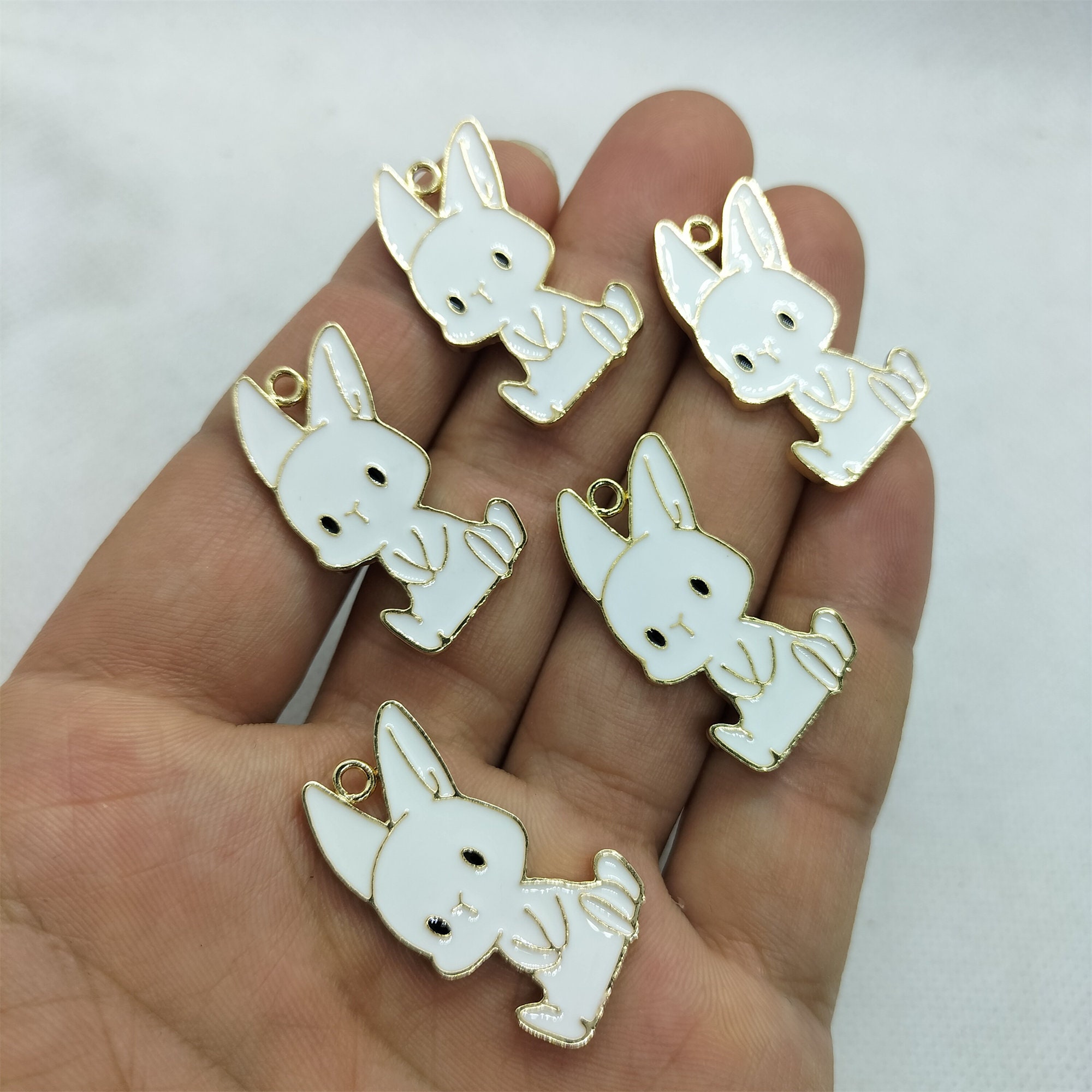 20x Enamel Flower Moon Rabbit Bunny Charms Pendants for Easter Jewelry  Making