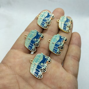 19 * 24mm Cartoon Car Enamel Charm Vehicle Van Charms Pendentif pour Bracelet DIY Boucle d’oreille Collier Porte-clés Accessoires 10 30 Pcs
