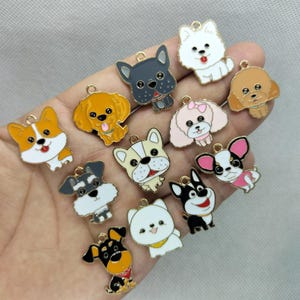 Cartoon Dog Series Charms Gold Metal Enamel Charm Pendant DIY Bracelet Earring Necklace Key Chain Jewelry Making Accessories 10 30Pcs