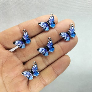 14*20 mm Emalia Motyl Charm Srebrny Cartoon Animal Insect Charms Wisiorek do Bransoletki DIY Kolczyki Naszyjnik Breloczek Akcesoria 10 30 szt