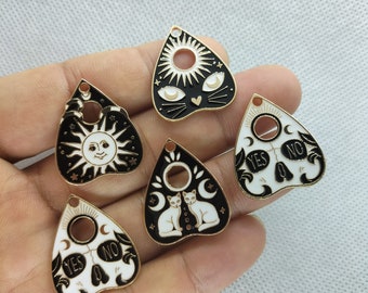 22*26mm Cartoon Cat Sun Charm Enamel Heart  Charms Pendant for DIY Earring Necklace Bracelet Key Chain Jewelry Accessories 10 30 Pcs