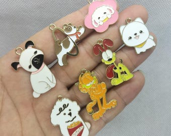 Cartoon Metal Enamel Charm Gold Plated Charms Pendant for Bracelet DIY Earring Necklace Key Chain Accessories 10 30 Pcs