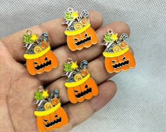 20*29mm Halloween Pumpkin Enamel Charm Cartoon Ghost Charms Pendant for DIY Earring Bracelet Necklace Key Chain Jewelry Making 10 30 Pcs