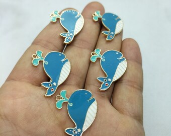 23*29mm Enamel Animal Whale Charm Cartoon Ocean Fish Charms Pendant for Bracelet DIY Earring Necklace Key Chain Accessories 10 30 Pcs