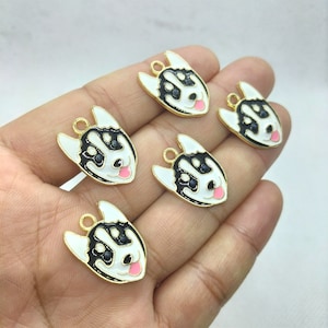 16 * 22 mm émail animal Husky charme dessin animé chiot chien pendentif à breloques pour bracelet bricolage boucle d'oreille collier porte-clés fabrication d'accessoires 10 30 pièces