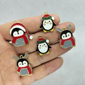 Gouden emaille charme cartoon dierlijke pinguïn serie bedels hanger voor DIY oorbel ketting sleutelhanger sieraden maken accessoires 10 30 stuks