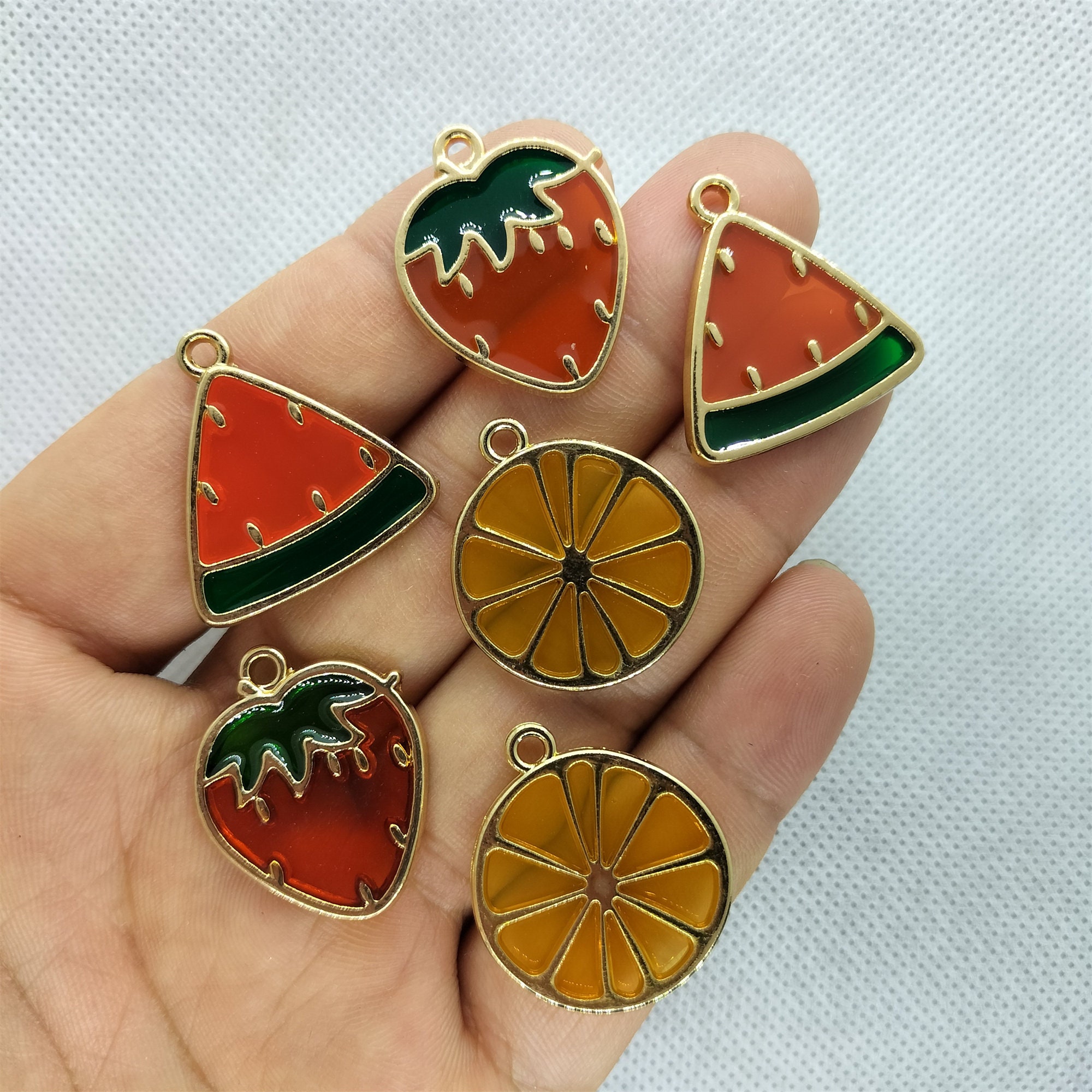 Metal Enamel Fruit Series Charms Cartoon Strawberry Lemon Charm Pendant for Bracelet DIY Earring Necklace Key Chain Jewelry Making 10 30 Pcs