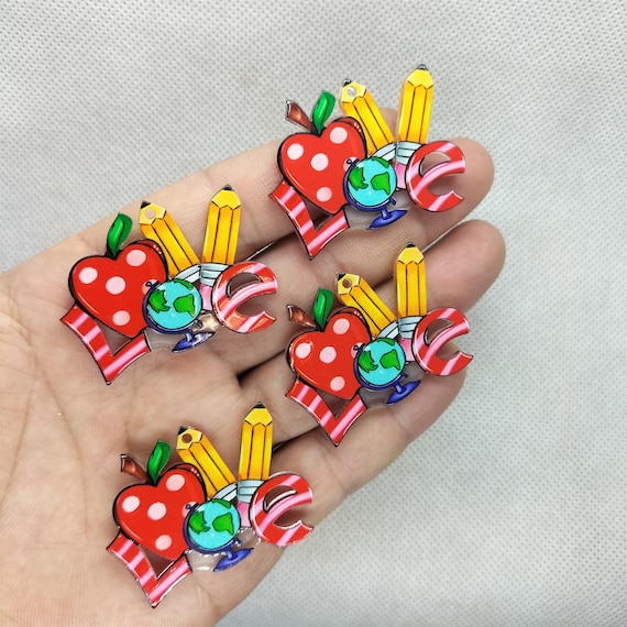 34*41mm Cartoon School Supplies Charm Acrylic Lover Pencil Charms