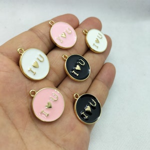 20 * 23mm cartoon emaille disc tag charme liefde charmes hanger voor armband DIY oorbel ketting sleutelhanger het maken van sieraden 10 30 stuks