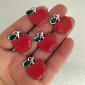 21 * 24mm metalen emaille fruit appel charme cartoon charms hanger voor DIY oorbel ketting sleutelhanger sieraden maken accessoires 10 30pcs